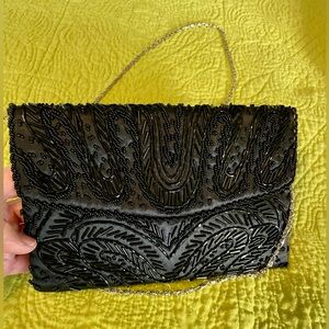 Le Regale LTD black beaded evening bag.